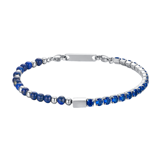 MEN'S BRACELET IN STEEL WITH BLUE CRYSTALS AND BLUE STONES Luca Barra