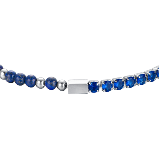 MEN'S BRACELET IN STEEL WITH BLUE CRYSTALS AND BLUE STONES Luca Barra