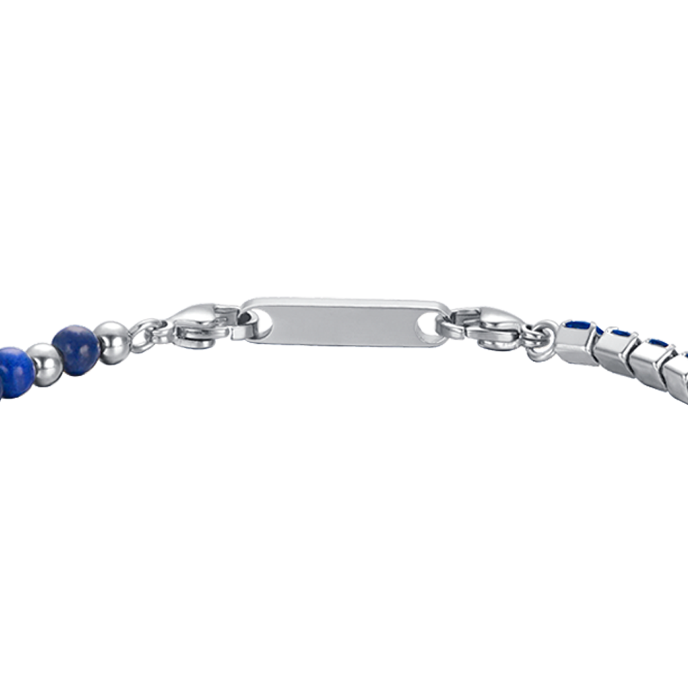 MEN'S BRACELET IN STEEL WITH BLUE CRYSTALS AND BLUE STONES Luca Barra