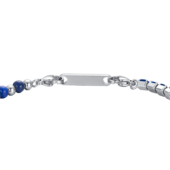 MEN'S BRACELET IN STEEL WITH BLUE CRYSTALS AND BLUE STONES Luca Barra