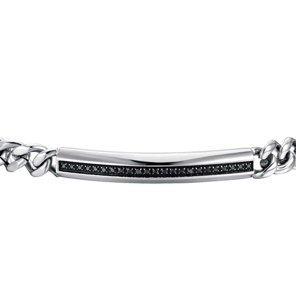 STEEL MEN'S BRACELET WITH BLACK CRYSTAL ELEMENT