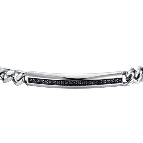 STEEL MEN'S BRACELET WITH BLACK CRYSTAL ELEMENT