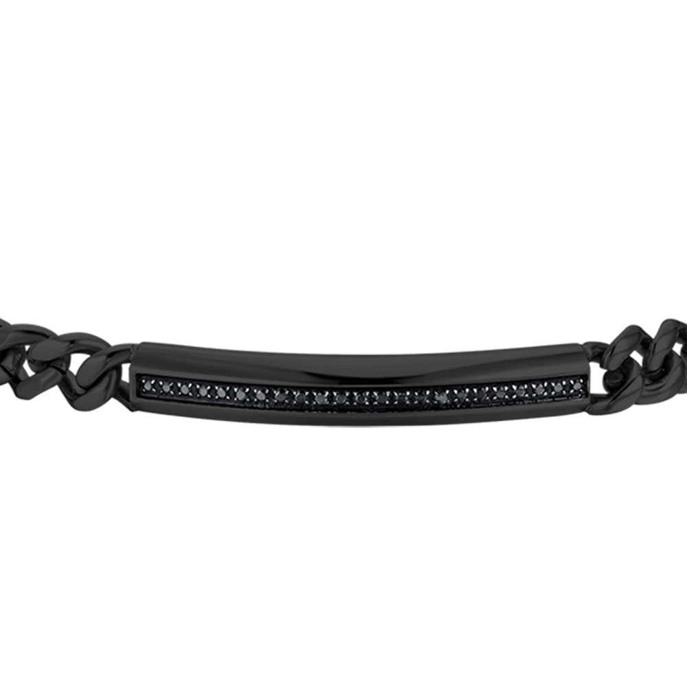 BLACK IP STEEL MEN'S BRACELET WITH BLACK CRYSTAL ELEMENT
