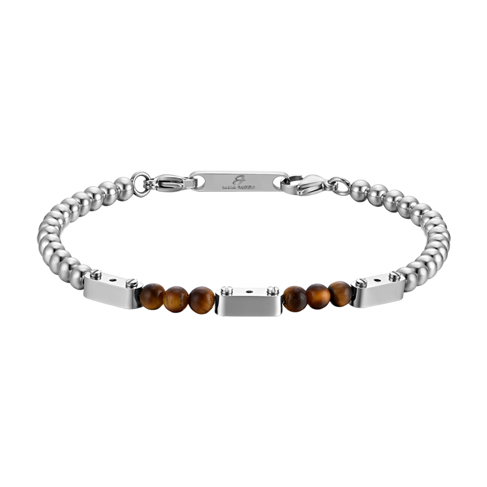 MEN'S STEEL BRACELET WITH TIGER'S EYE STONES Luca Barra