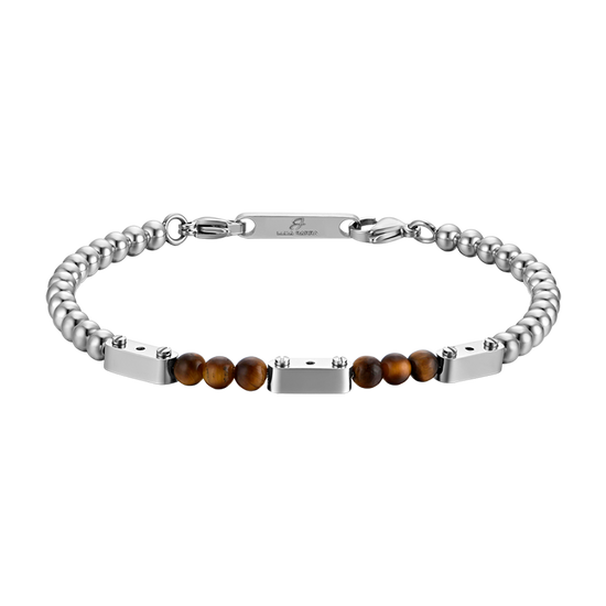 MEN'S STEEL BRACELET WITH TIGER'S EYE STONES Luca Barra