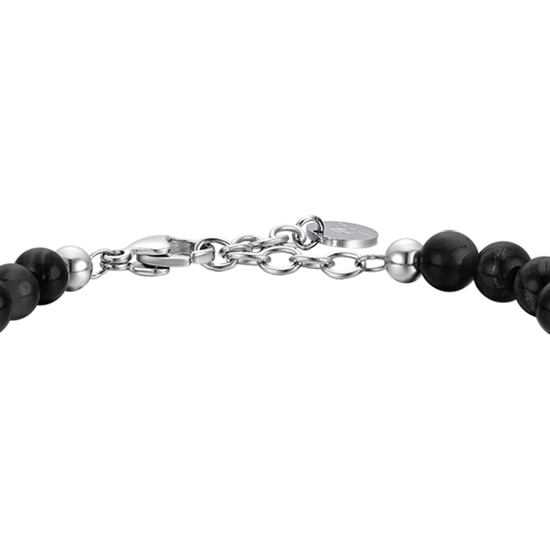 Upload image to Gallery Men's steel bracelet with black stones and steel elements
