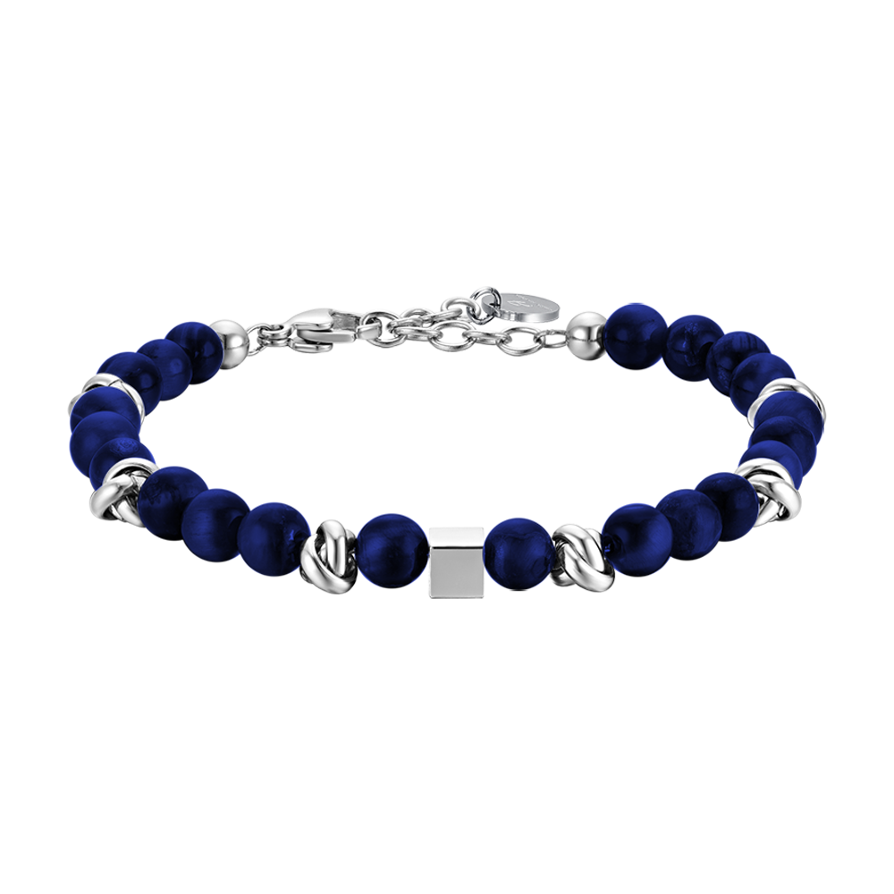 MEN'S STEEL BRACELET WITH BLUE STONES AND STEEL ELEMENTS Luca Barra