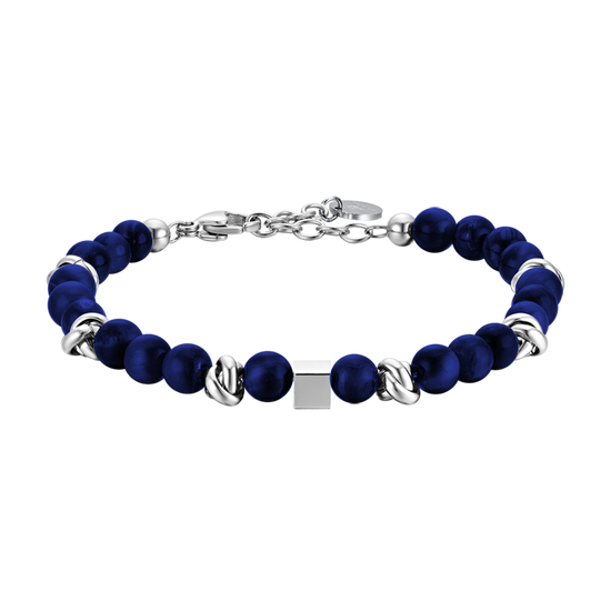 MEN'S STEEL BRACELET WITH BLUE STONES AND STEEL ELEMENTS Luca Barra