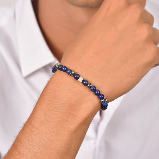 MEN'S STEEL BRACELET WITH BLUE STONES AND STEEL ELEMENTS Luca Barra