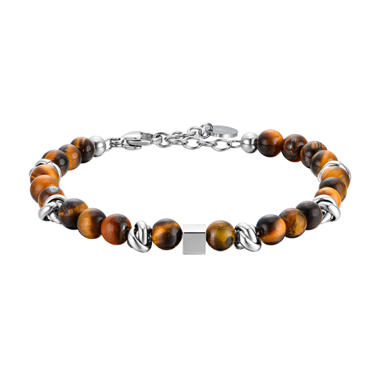 MEN'S STEEL BRACELET WITH TIGER'S EYE STONES AND STEEL ELEMENTS Luca Barra