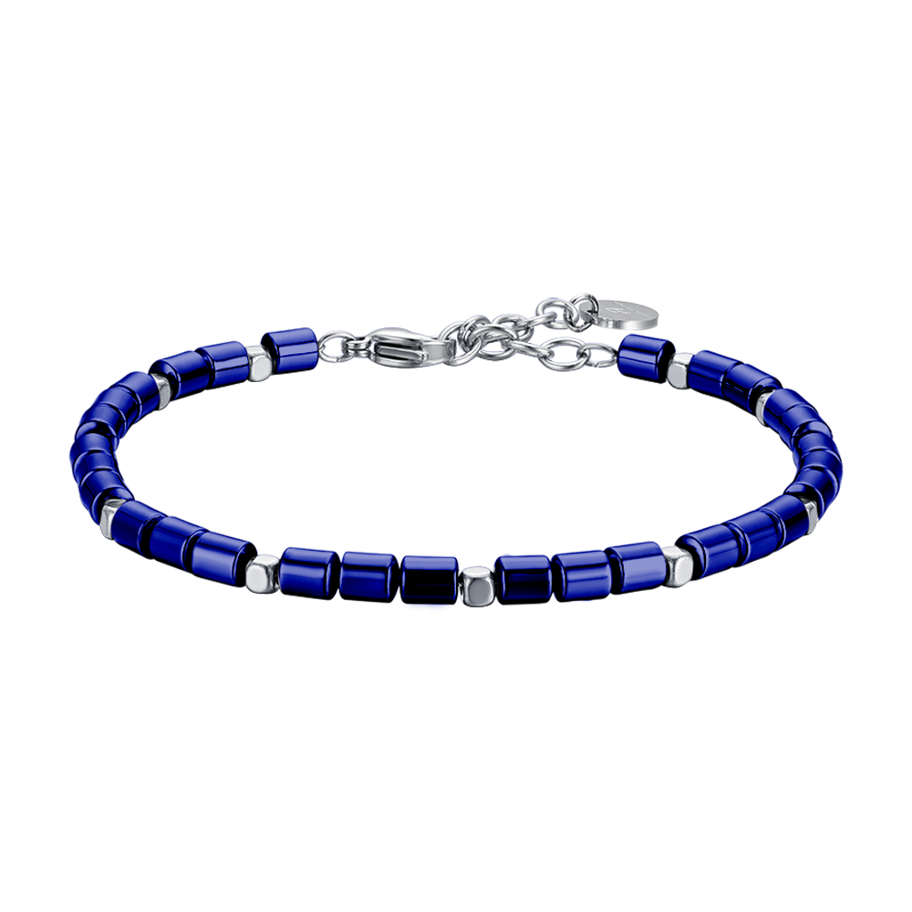 MEN'S BRACELET IN STEEL WITH BLUE AND SILVER EMATITE Luca Barra