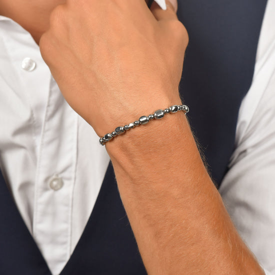 MEN'S BRACELET IN STEEL WITH SILVER EMATITE Luca Barra