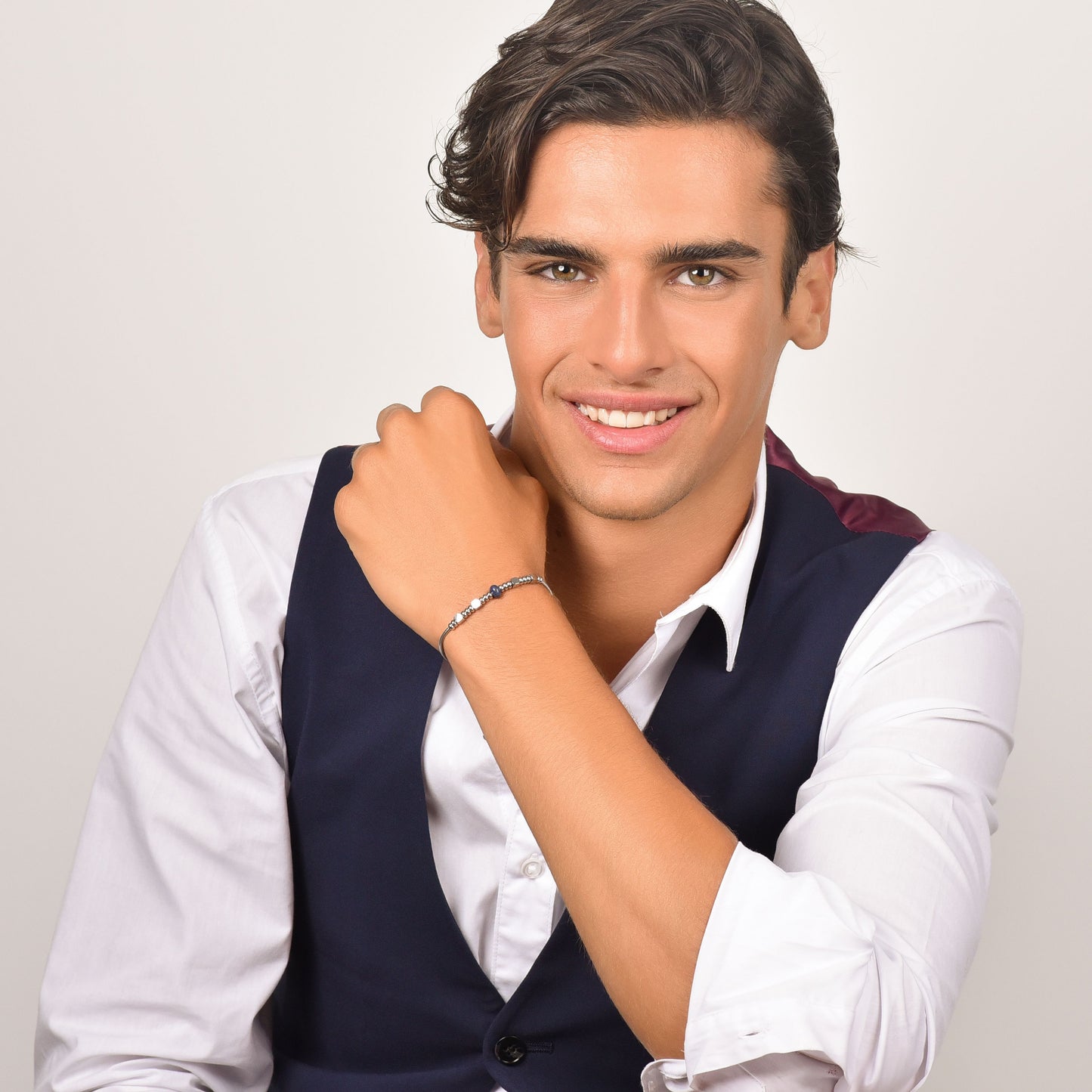 STEEL MEN'S BRACELET WITH BLUE STONE