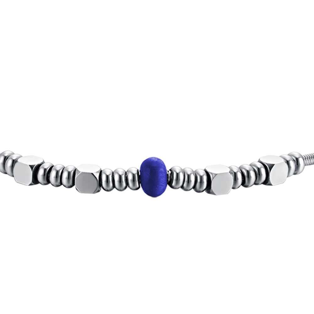 STEEL MEN'S BRACELET WITH BLUE STONE