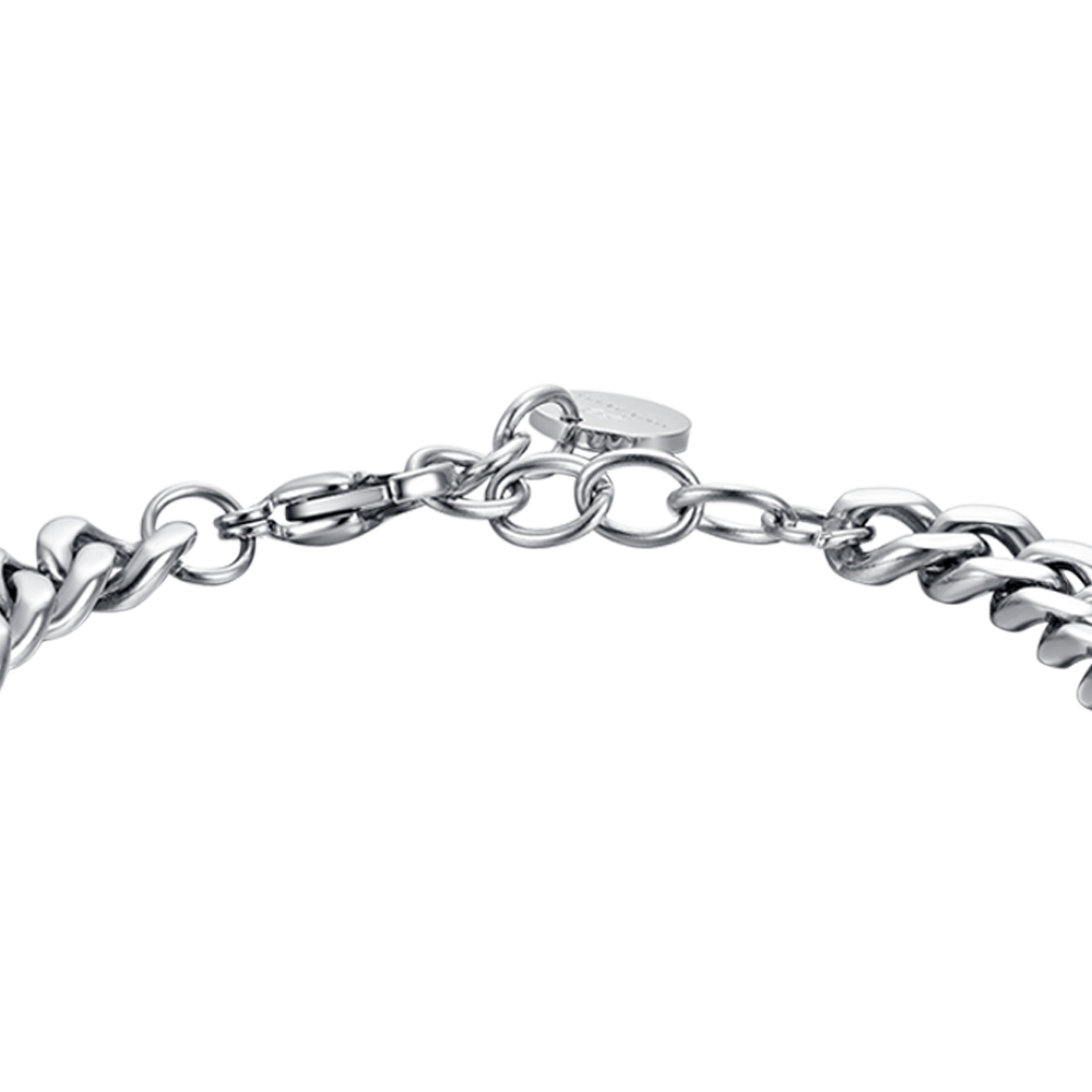 STEEL MEN'S BRACELET WITH BROWN LEATHER ELEMENT