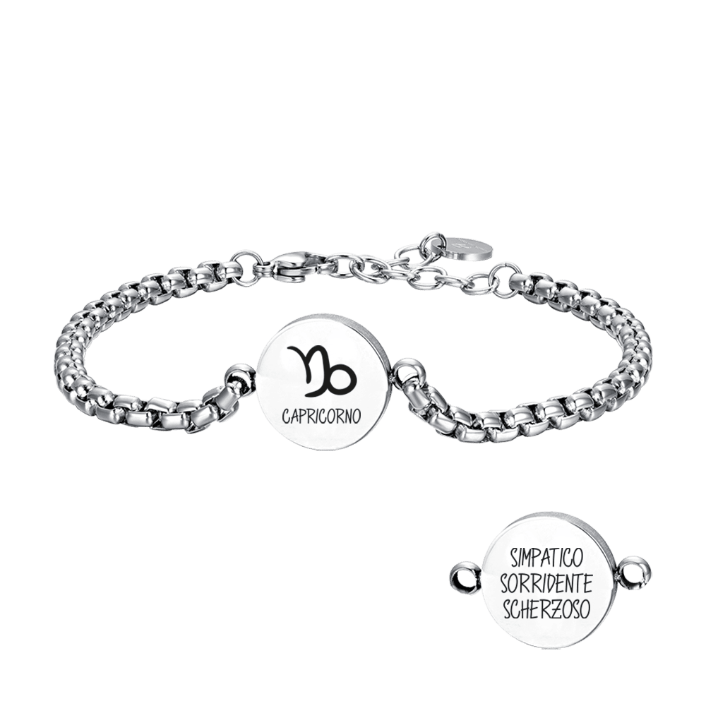 MEN'S BRACELET IN STEEL ZODIAC SIGN CAPRICORN PLATE Luca Barra