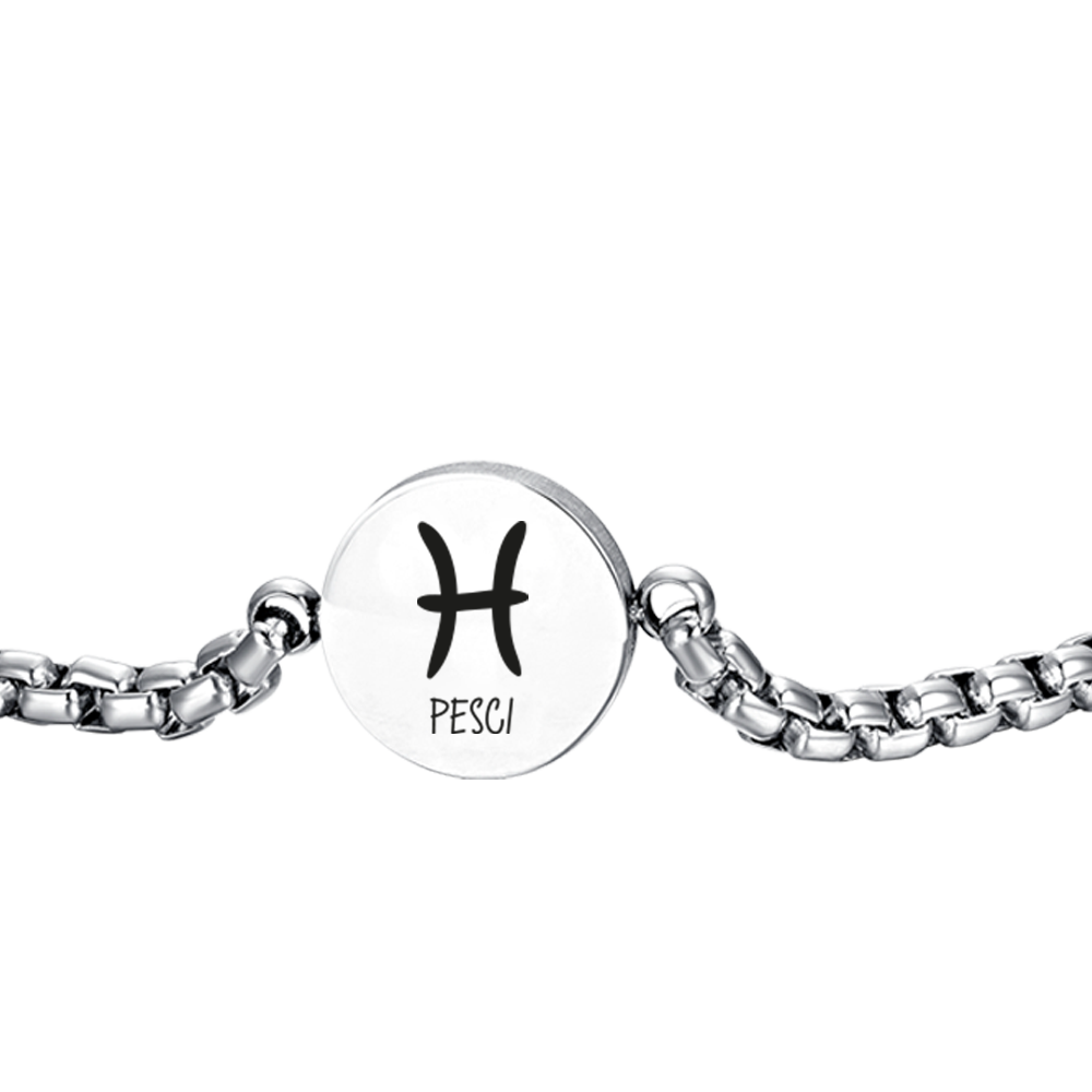 STEEL MEN'S BRACELET ZODIAC SIGN PISCES PLATE