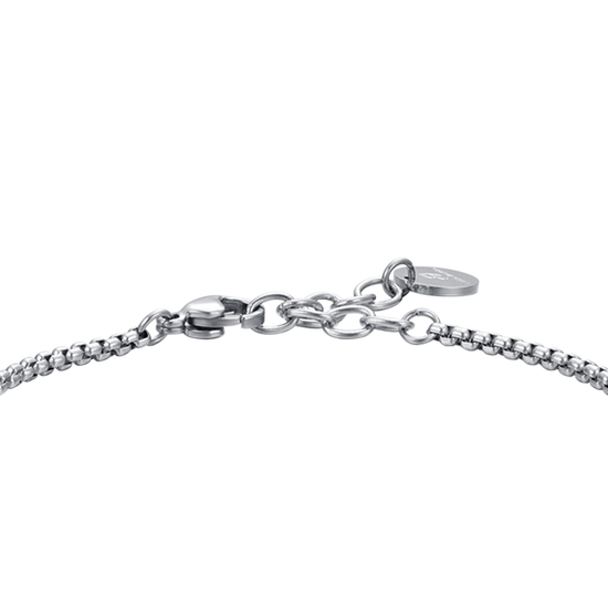 MEN'S STEEL ELEMENT BRACELET WITH SILVER CROSS AND BLACK ENAMEL