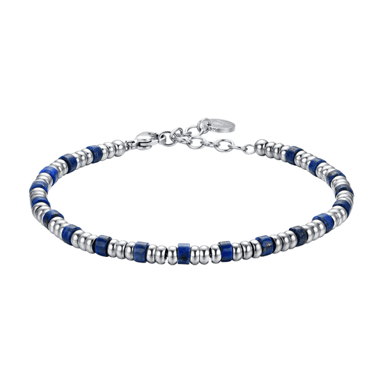 BRACCIALE UOMO IN ACCIAIO CON ELEMENTI SILVER E PIETRE BLU