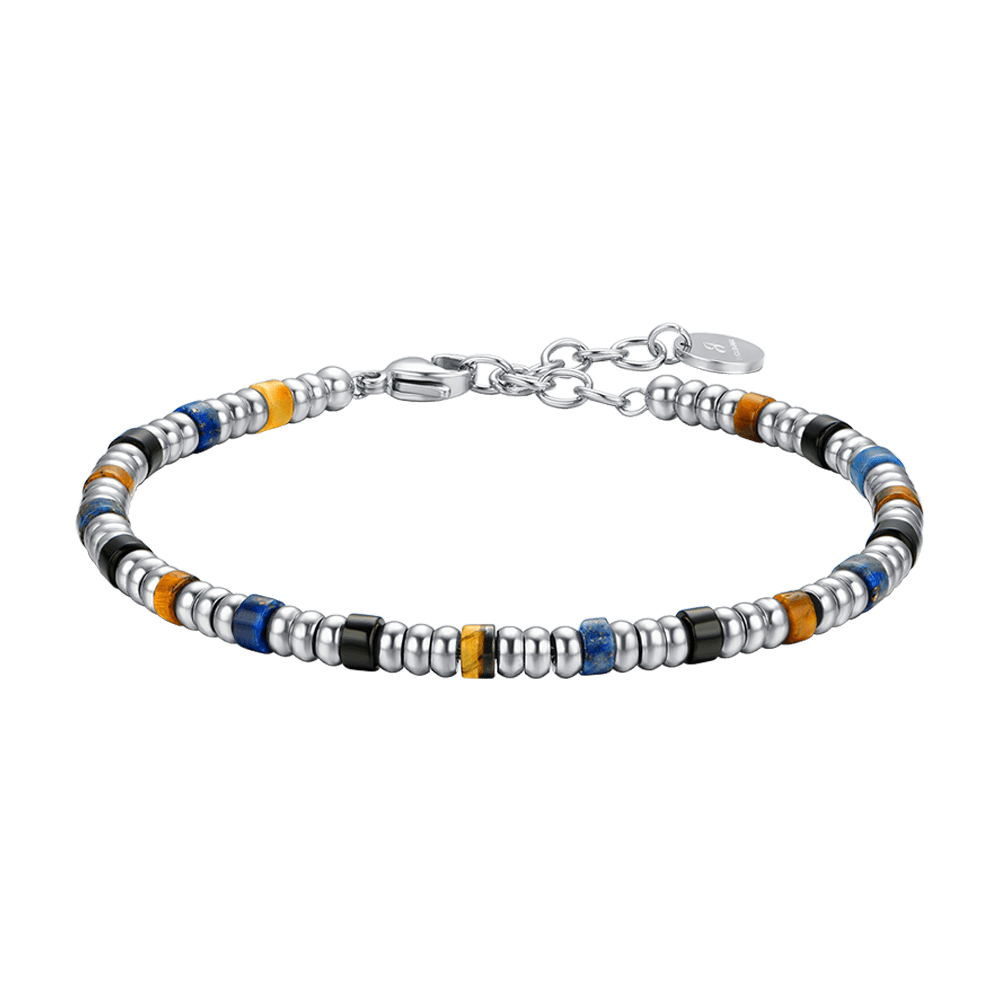 BRACCIALE UOMO IN ACCIAIO CON ELEMENTI SILVER E PIETRE MULTICOLOR Luca Barra