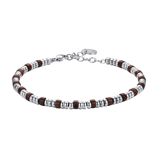 BRACCIALE UOMO IN ACCIAIO CON ELEMENTI SILVER E PIETRE OCCHIO DI TIGRE Luca Barra