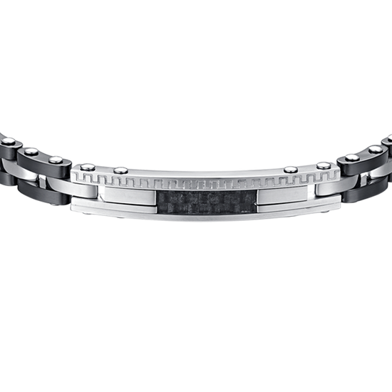STEEL MEN'S BRACELET WITH BLACK CERAMIC