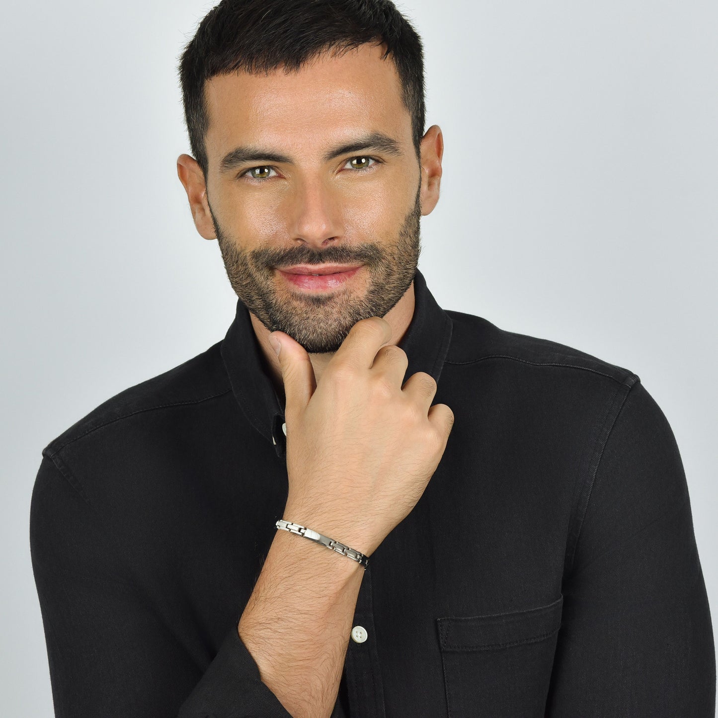 MEN'S STEEL BRACELET WITH SILVER PLATE