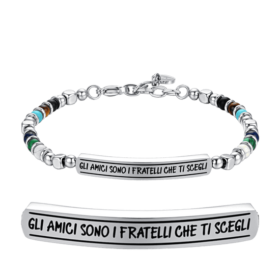 BRACCIALE UOMO IN ACCIAIO GLI AMICI SONO I FRATELLI CHE TI SCEGLI Luca Barra