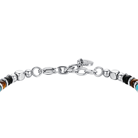 BRACCIALE UOMO IN ACCIAIO E PIETRE MULTICOLOR GLI AMICI SONO I FRATELLI CHE TI