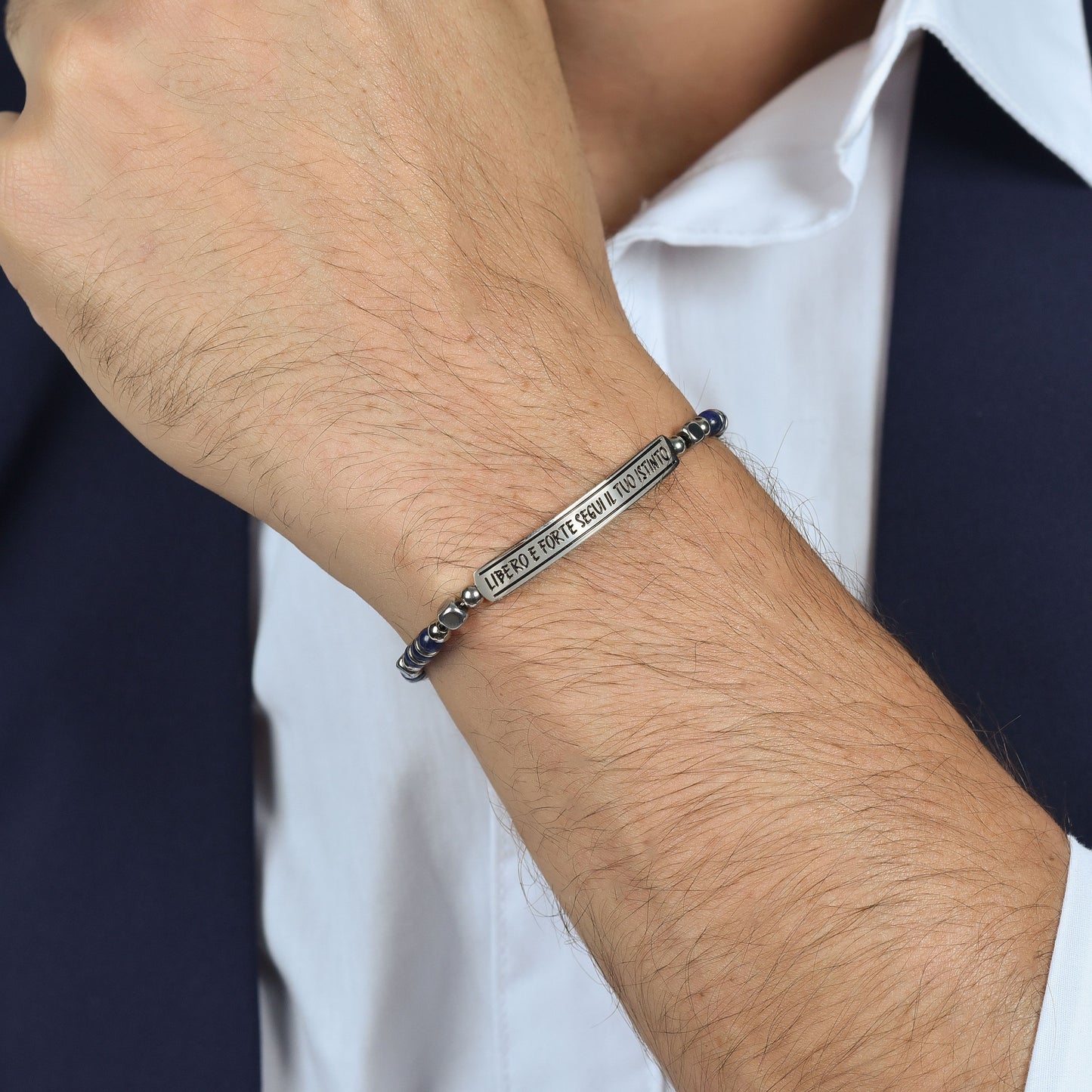 STEEL MEN'S BRACELET FREE AND STRONG FOLLOW YOUR INSTINCTS