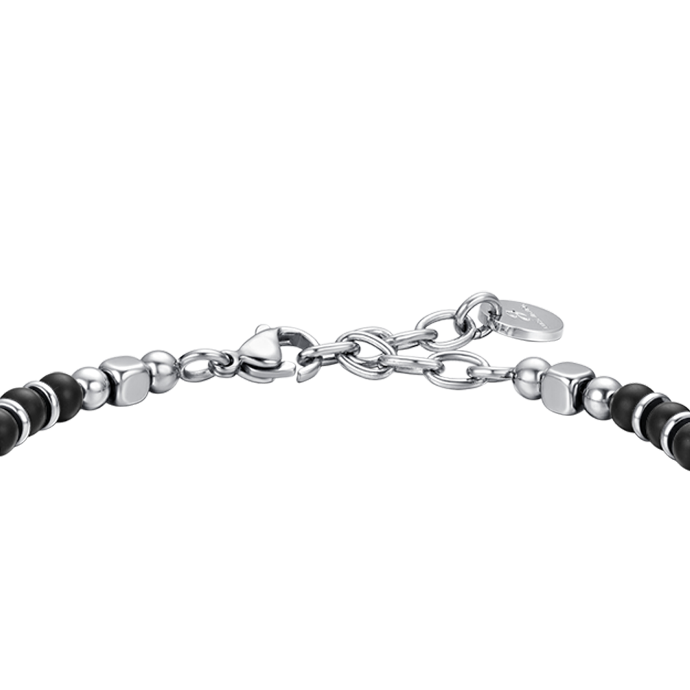 BRACCIALE UOMO IN ACCIAIO E PIETRE NERE IL MEGLIO DEVE ANCORA VENIRE