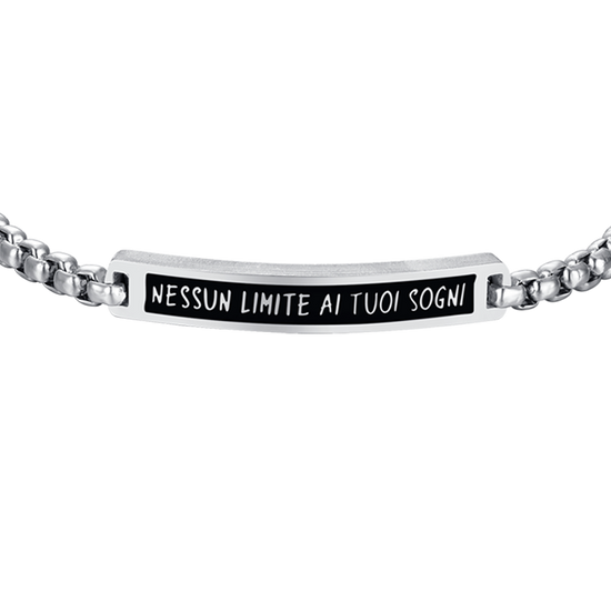 BRACCIALE UOMO IN ACCIAIO PIASTRA IP NERO NESSUN LIMITE AI TUOI SOGNI