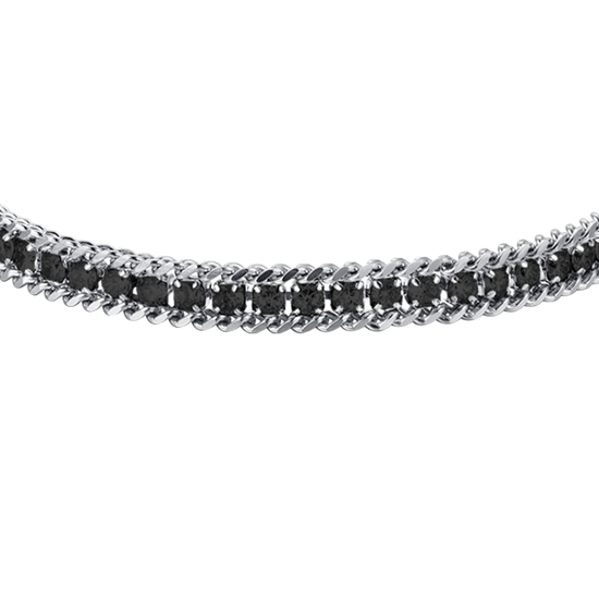 MEN'S STEEL TENNIS BRACELET WITH BLACK CRYSTALS