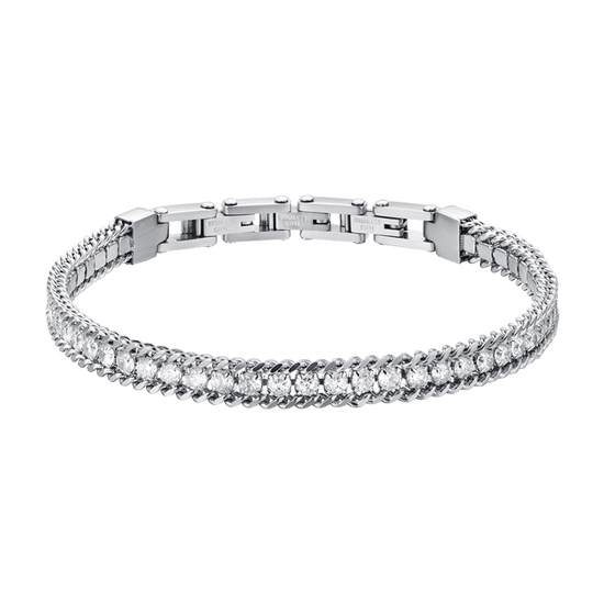 MAN'S TENNIS BRACELET IN STEEL WITH WHITE CRYSTALS Luca Barra