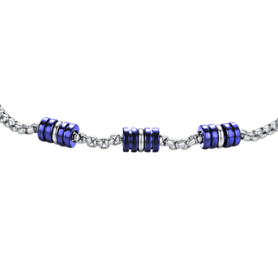 STEEL MEN'S BRACELET WITH BLUE AND SILVER IP ELEMENTS