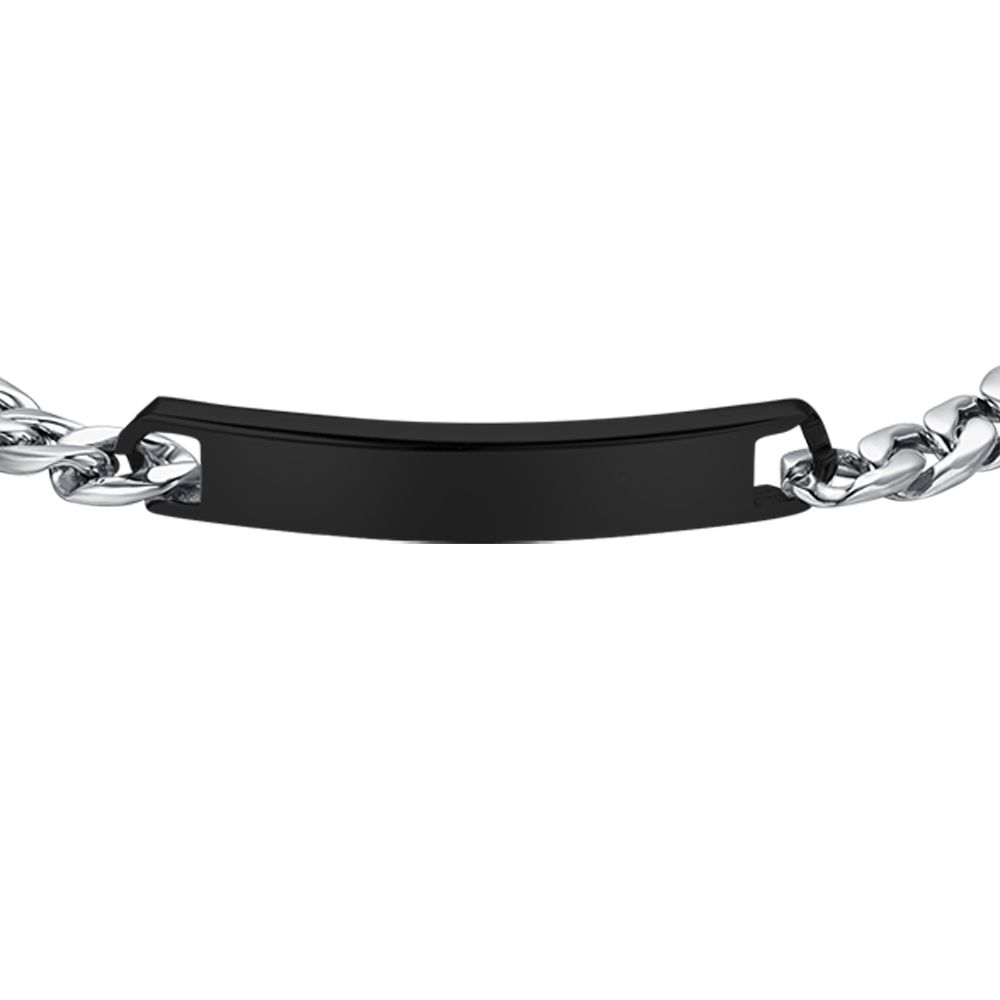 MEN'S STEEL BRACELET WITH BLACK IP PLATE