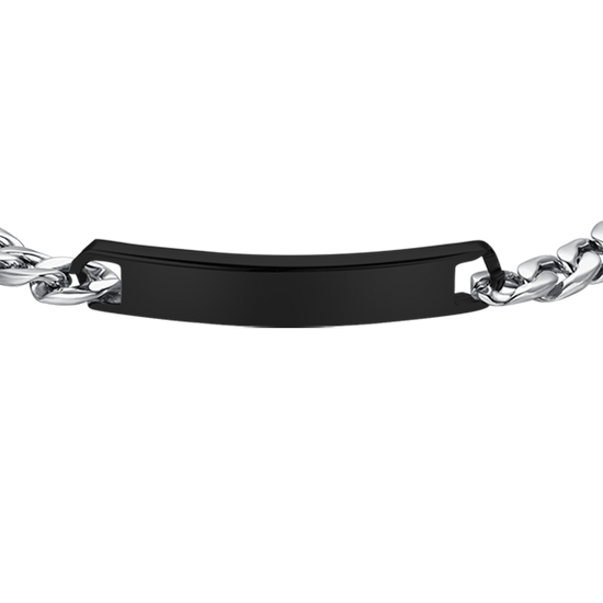 MEN'S STEEL BRACELET WITH BLACK IP PLATE