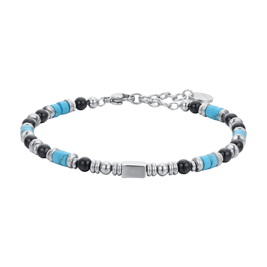 men's steel bracelet with black agate Luca Barra