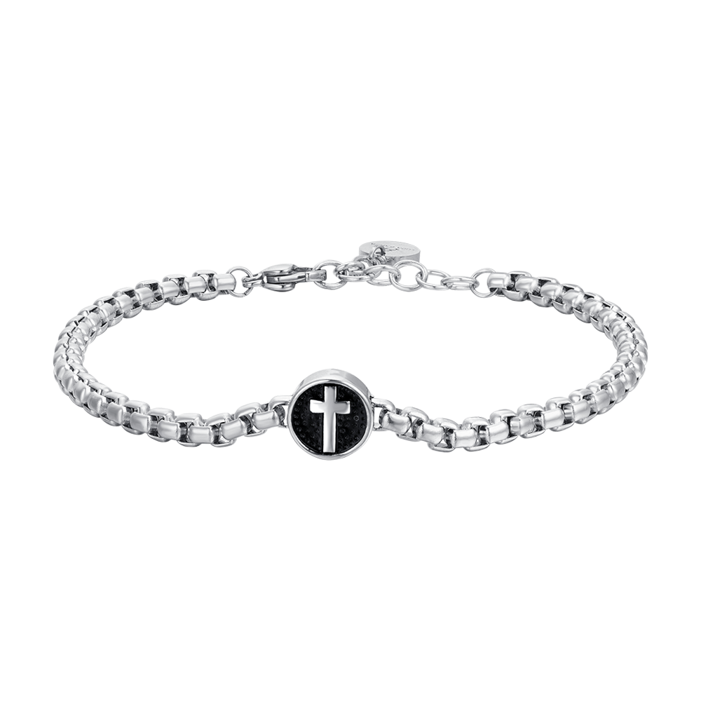 men's steel bracelet with cross Luca Barra