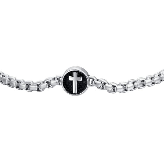 STEEL MEN'S BRACELET WITH CROSS