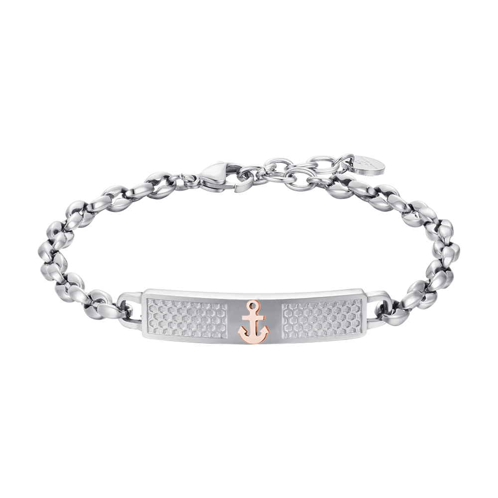 MAN'S BRACELET IN STEEL WITH ANCHOR IP ROSE Luca Barra