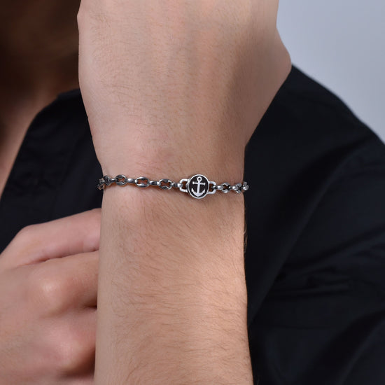 MAN'S BRACELET IN STEEL WITH ANCHOR Luca Barra