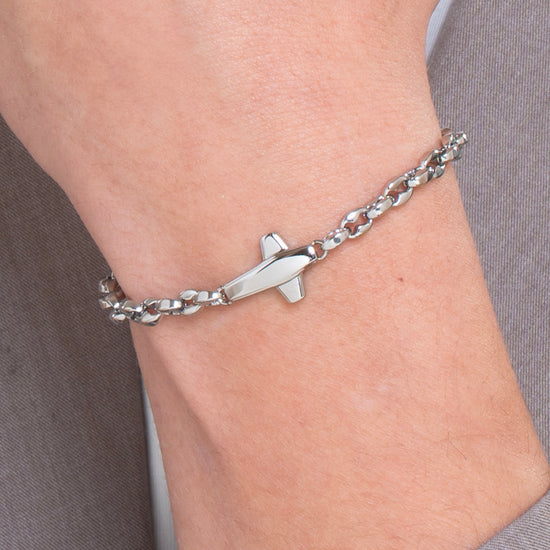 STEEL MEN'S BRACELET WITH CROSS