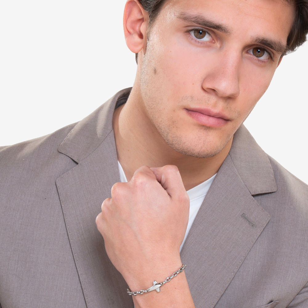 STEEL MEN'S BRACELET WITH CROSS