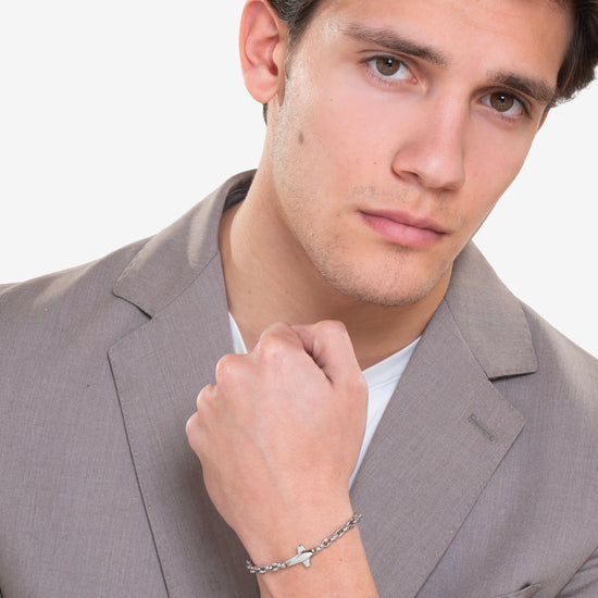 STEEL MEN'S BRACELET WITH CROSS