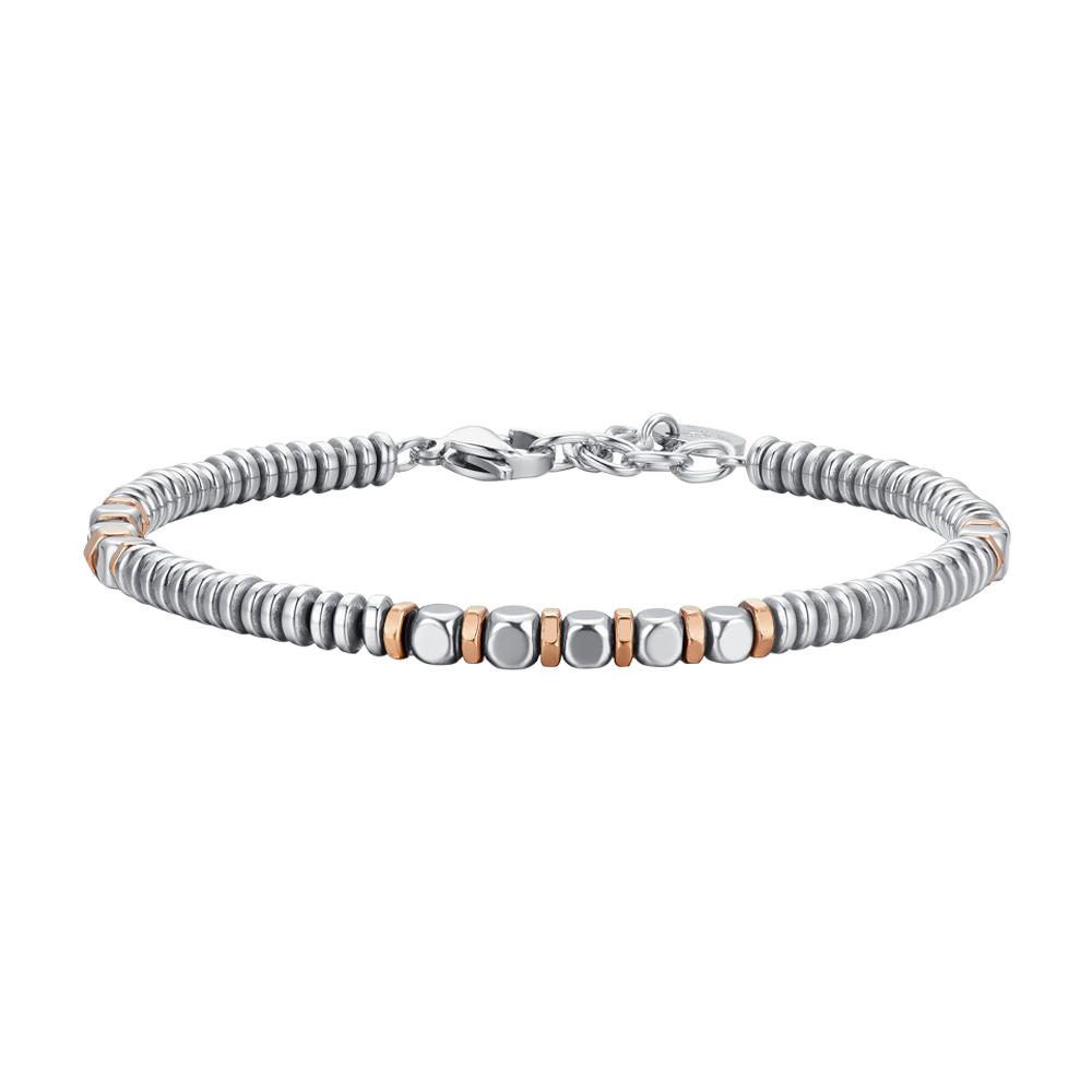 BRACCIALE UOMO IN ACCIAIO EMATITE SILVER E ROSE GOLD Luca Barra