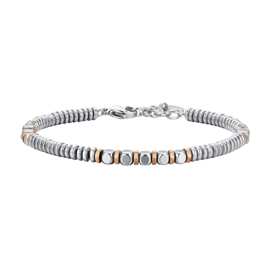 BRACCIALE UOMO IN ACCIAIO EMATITE SILVER E ROSE GOLD Luca Barra