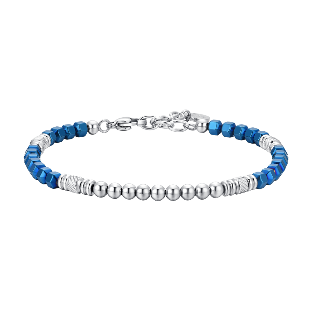 BRACCIALE UOMO IN ACCIAIO EMATIVE SILVER E BLU Luca Barra