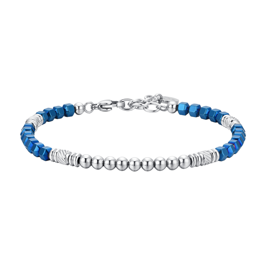 BRACCIALE UOMO IN ACCIAIO EMATIVE SILVER E BLU Luca Barra