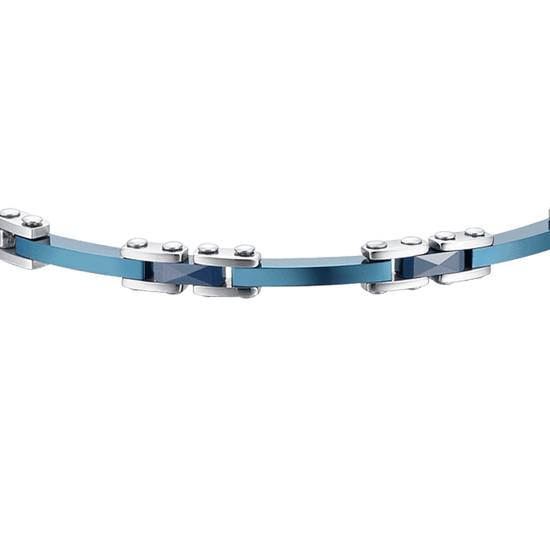 BRACCIALE UOMO IN ACCIAIO E CERAMICA BLU
